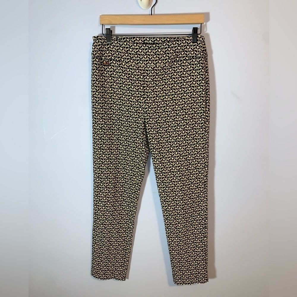 Lisette L Montreal Patterned Black and Cream Pants size 10 pull on Petal geo